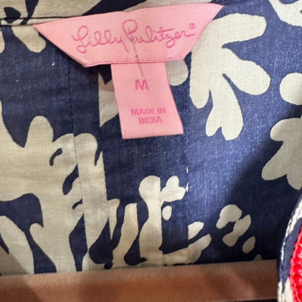 Lilly Pulitzer Sarasota Top Tunic Size Medium Blue beaded beach resort vacation - Picture 6 of 10